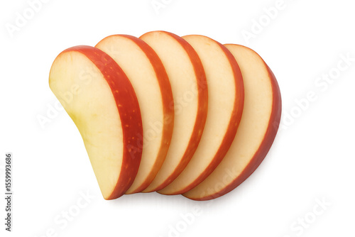 Sliced red apple on transparent background showing core and seeds