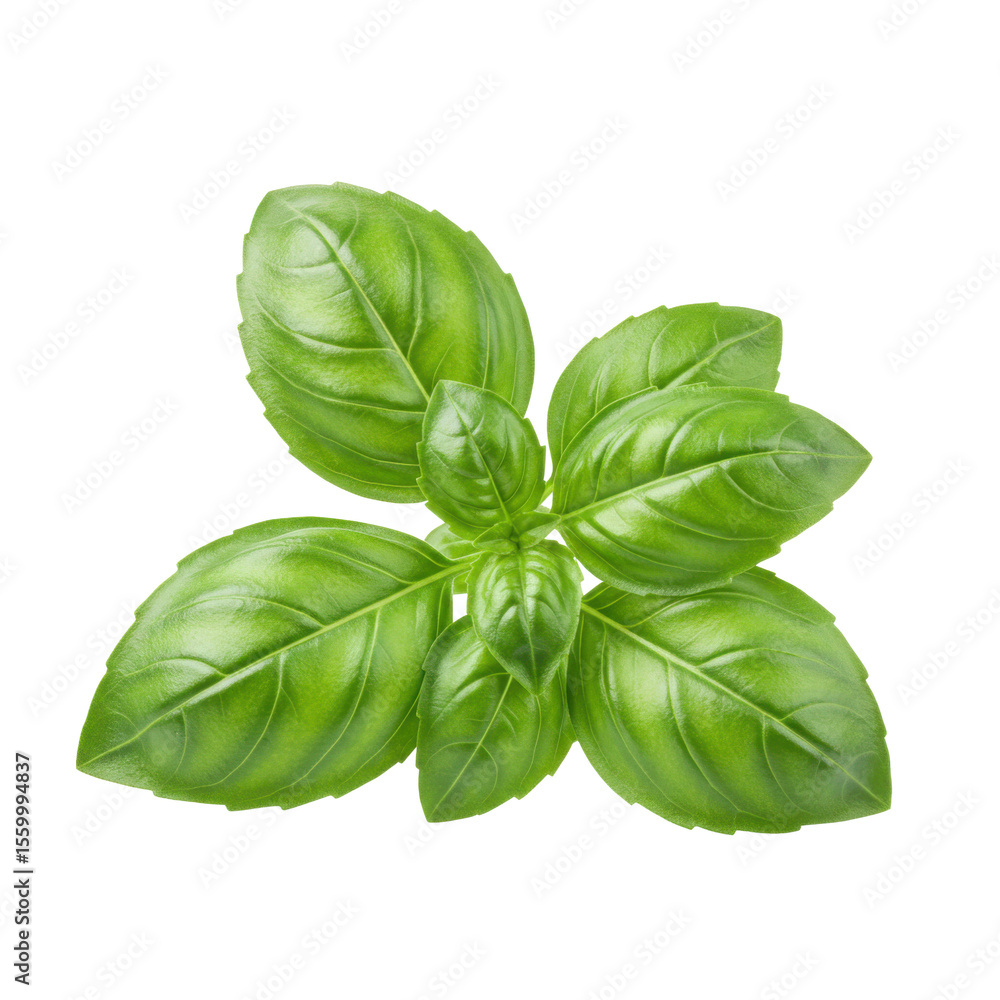 Fototapeta premium Fresh basil leaves on white background