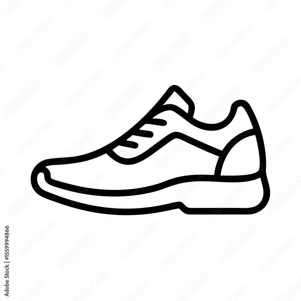 Outline of a running shoe in minimalist style Outline of a running shoe in minimalist style