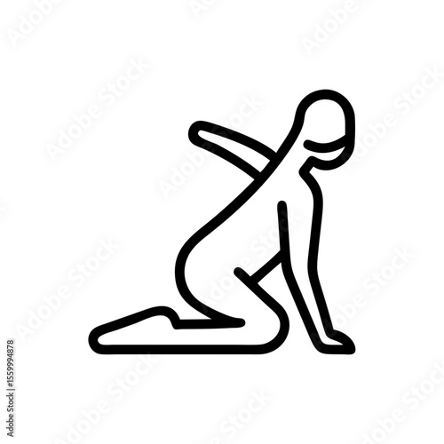 Abstract figure practicing yoga stretch pose on minimal background  