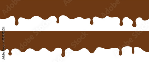 Set of border of liquid melted chocolate, cocoa cream vector illustration