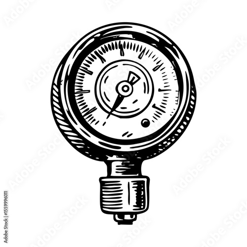 A vintage style illustration showing pressure gauge