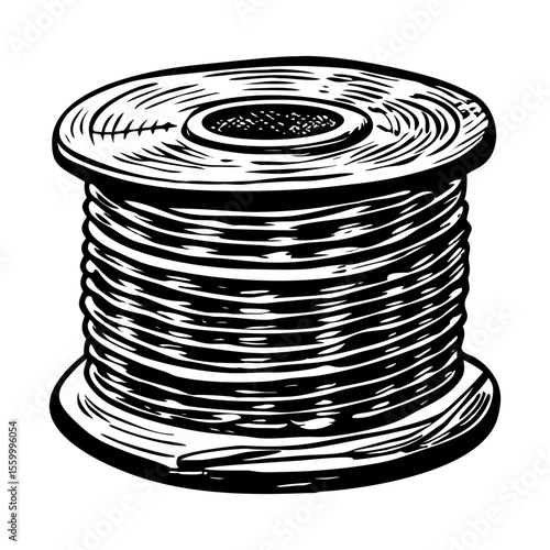 A glyph style illustration representing wire spool