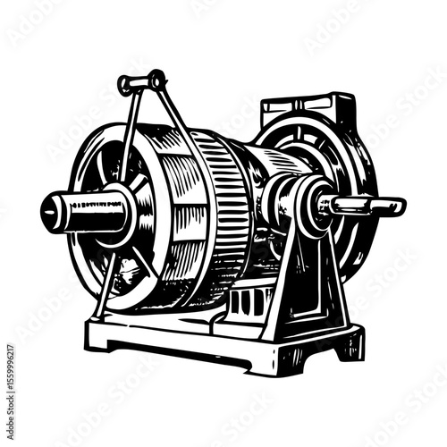 Photography A vintage style illustration showing dynamo engine