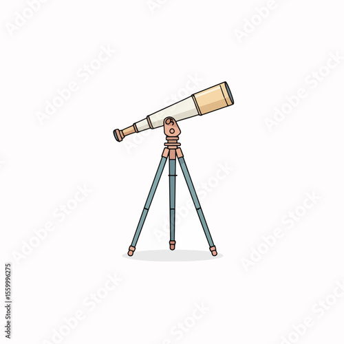 Telescope on tripod, an optical instrument for stargazing and celestial observation, is precisely aligned. Tripod mounted telescope, ready for astronomical discoveries,