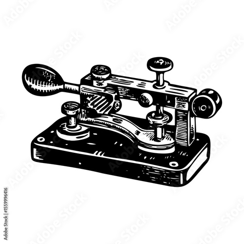 A vintage style illustration showing morse key