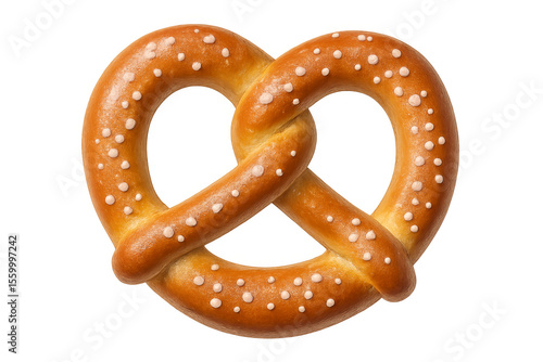 Soft pretzel with salt crystals on transparent background