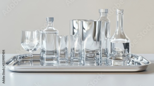 Clear glass objects on tray