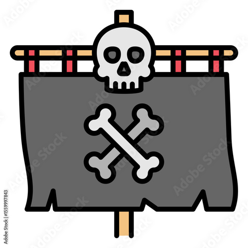 Pirate Jolly Roger Flag Symbol with Skull and Crossbones