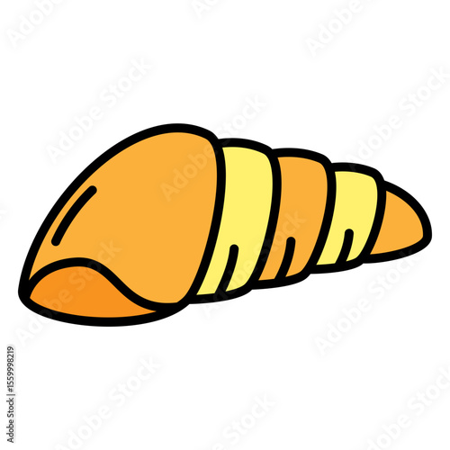 Seashell Icon: Filled Illustration of Spiral Conch Shell	