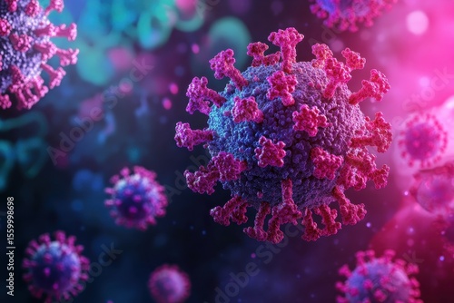  Visual representation of the coronavirus with additional viruses depicted in the background