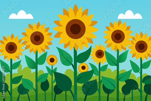 garden full of giant sunflowers bright and tall