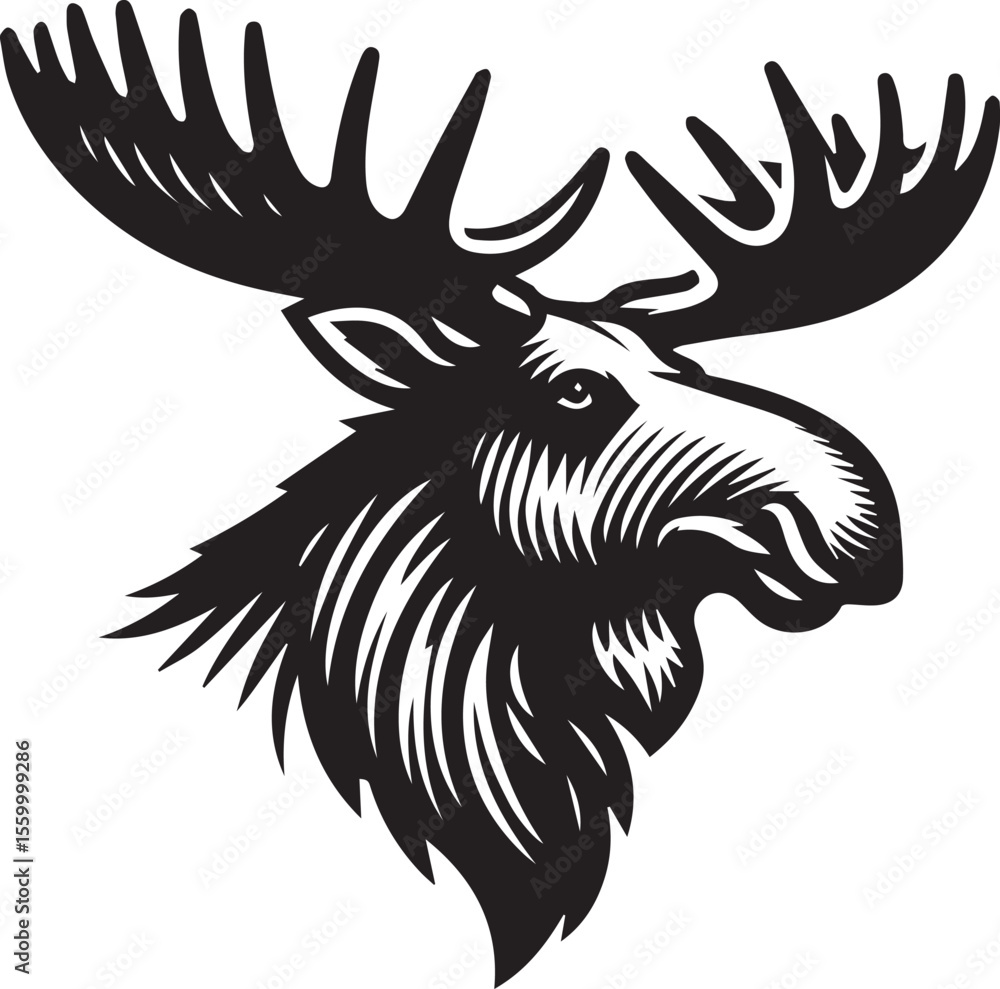 Fototapeta premium Moose Vector In Black and White
