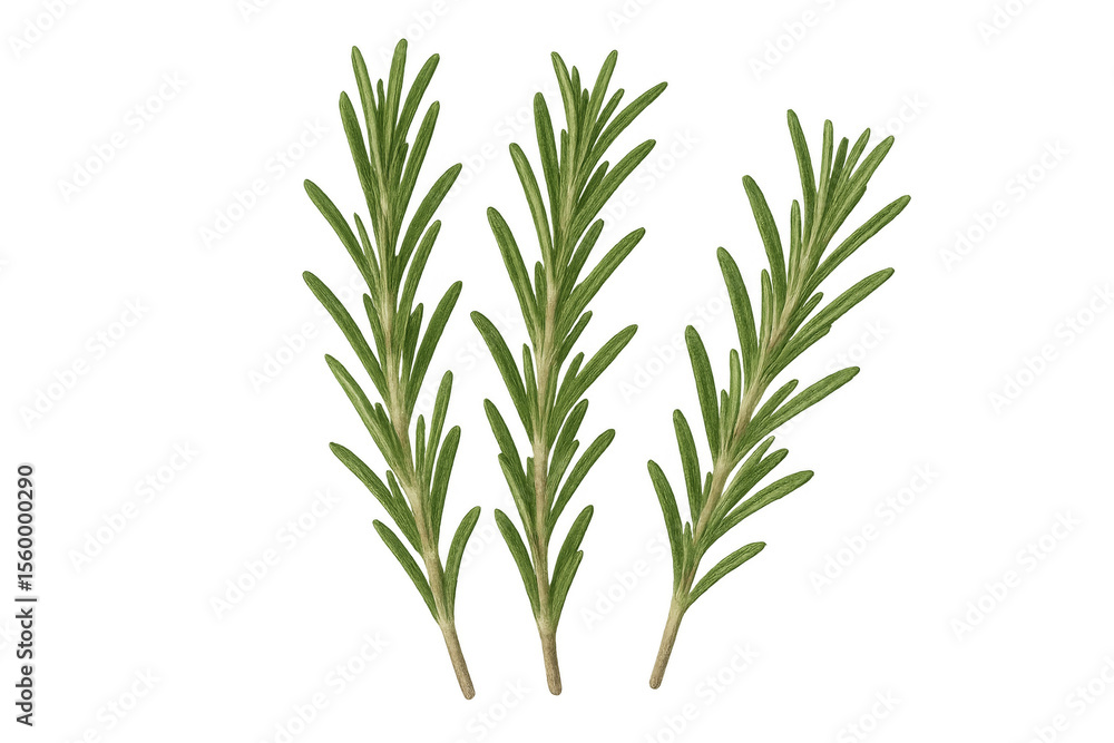 Fototapeta premium Three sprigs of fresh rosemary on transparent background