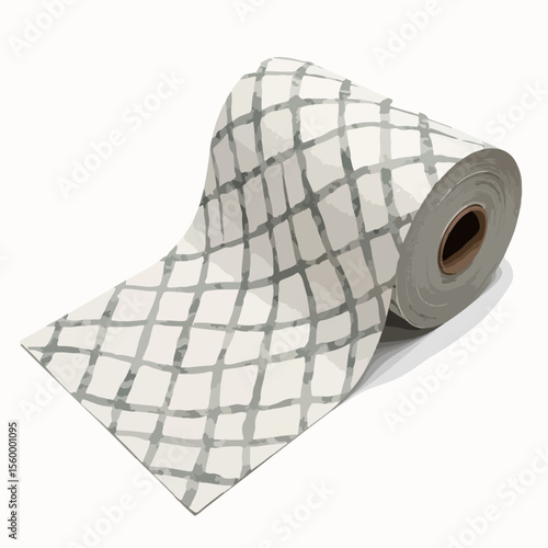 Geotextile fabric roll displayed for construction. Durable geotextile fabric roll with geometric pattern shown for industrial projects, civil engineering, and environmental protection.