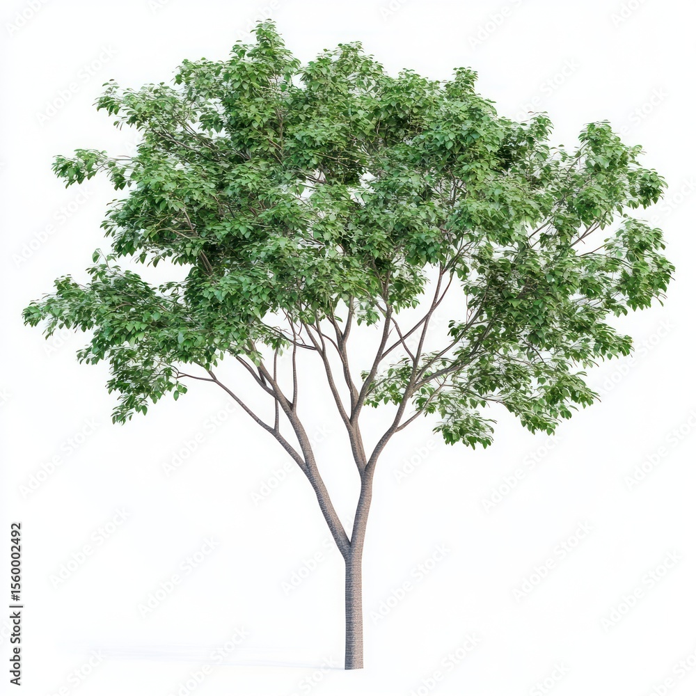 Obraz premium Real Green wide tree isolated green illustration.