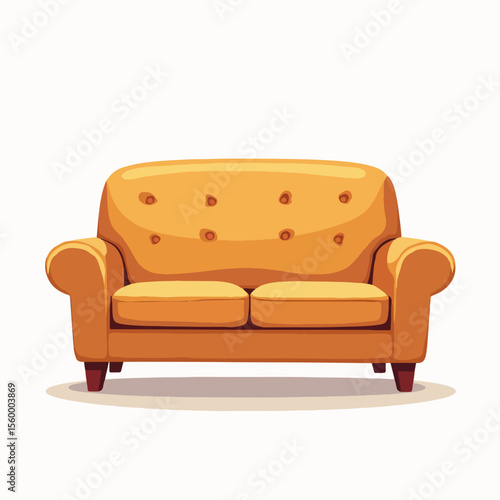 Brown sofa displayed in bright studio shot. Brown sofa, a comfortable two-seater, offers an inviting spot, cushioned and ready for relaxation.