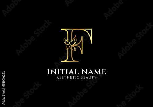 Initial F Letter Logo Design with Butterfly or Leaf Element
