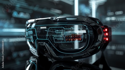 CGI futuristic virtual reality simulator glasses