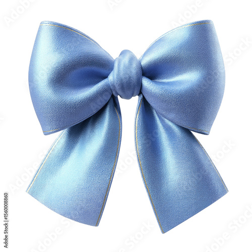 Elegant Light Blue Satin Bow, 3D Render