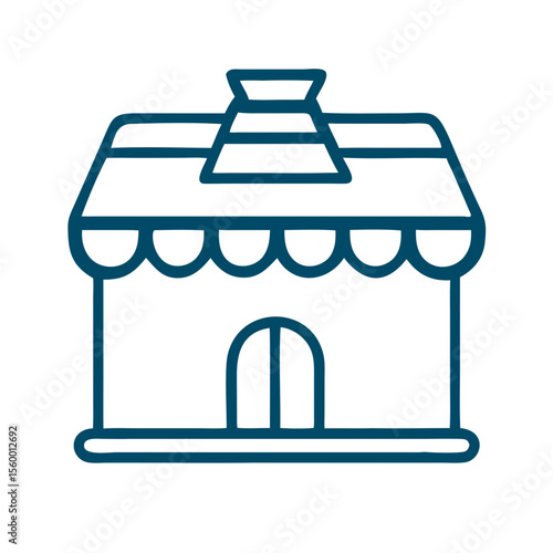 icon of a shop with awning and door  