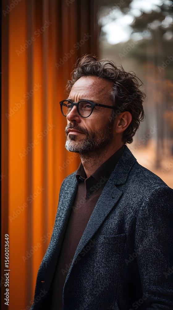 Fototapeta premium Thoughtful businessman in a contemplative pose