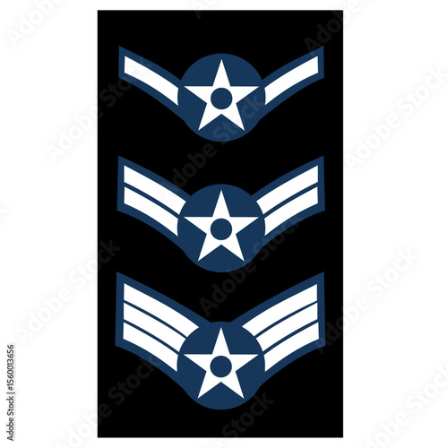 Insigne de manche de l'armée de l'air américaine: aviateur, aviateur de première classe, aviateur supérieur