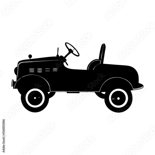 A pedal car full black silhouette vector illustration design