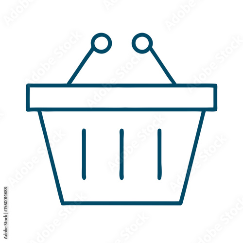 Shopping basket icon with two handles in minimalist style  