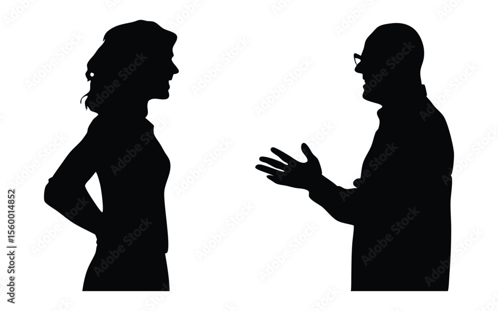 Couple Talking Silhouette Couple Talking Silhouette
