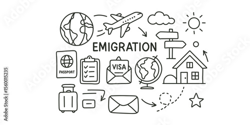 emigration and moving abroad vector illustration