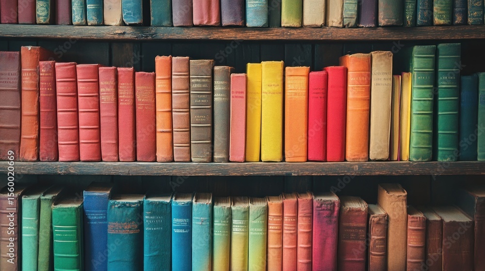 Fototapeta premium Colorful books on shelves