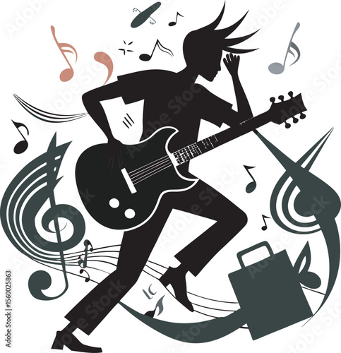 This collection of images depicts musicians playing instruments such as guitars, a violin, and a saxophone.