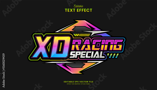 decorative automotive neon racing editable text effect design