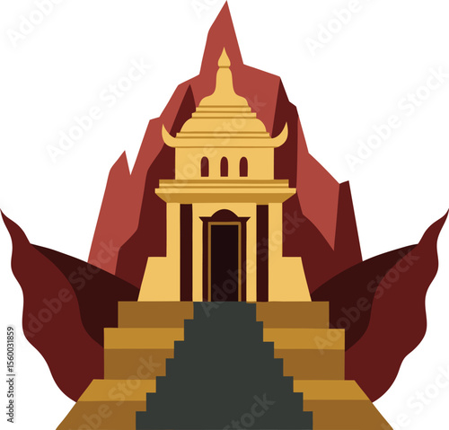 Ancient Temple Mountain Vector 
