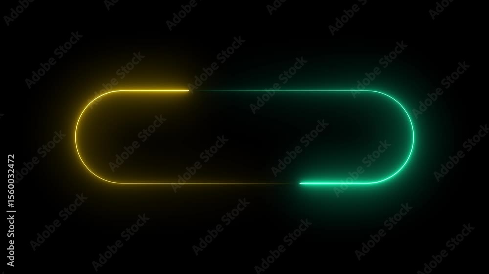 Neon retro style name placeholder neon sign board 4K. Empty title space intro reveal shiny glowing rectangular frame for nightclubs, motels, and hotels.