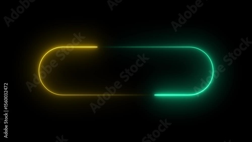 Neon retro style name placeholder neon sign board 4K. Empty title space intro reveal shiny glowing rectangular frame for nightclubs, motels, and hotels.