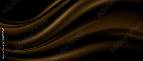 Dark gold flowing silk fabric, abstract and luxurious background