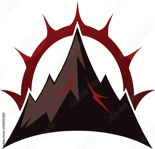 Spiky Dark Mountain with Red Thorns