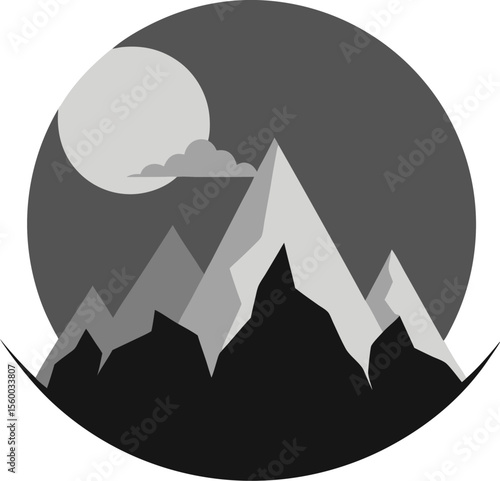 Cyclist with Sunset and Mountains Vector