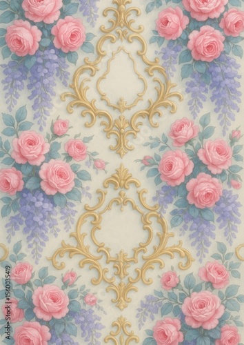 Elegant floral vintage wallpaper design.