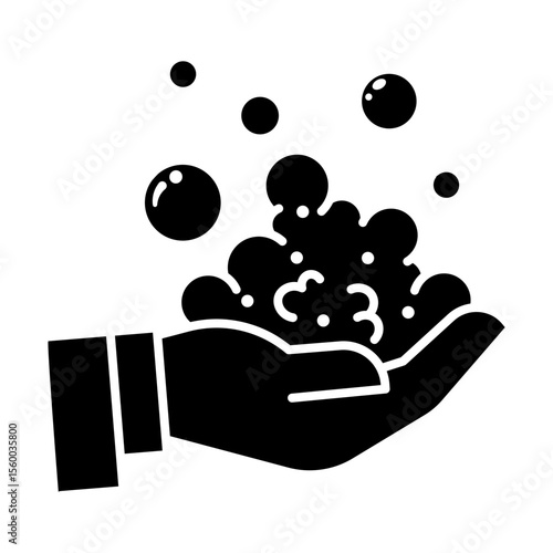 Made in UK Hand with soap suds vector icon solid style