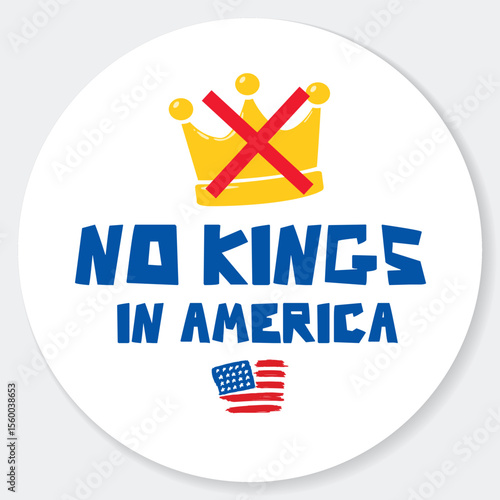 no kings in America pin button vector design