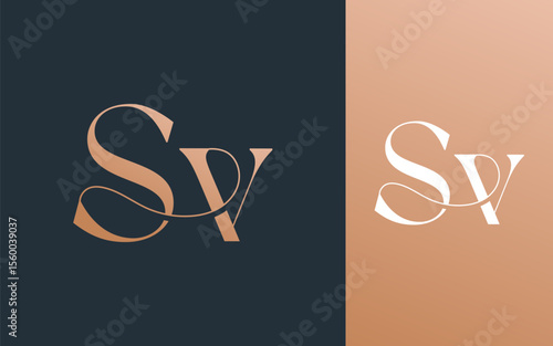 Initial letter SV VS logo design vector illustration for couple, wedding, and business