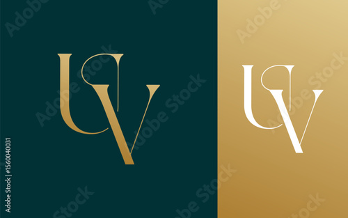 Initial letter UV VU logo design vector illustration for couple, wedding, and business