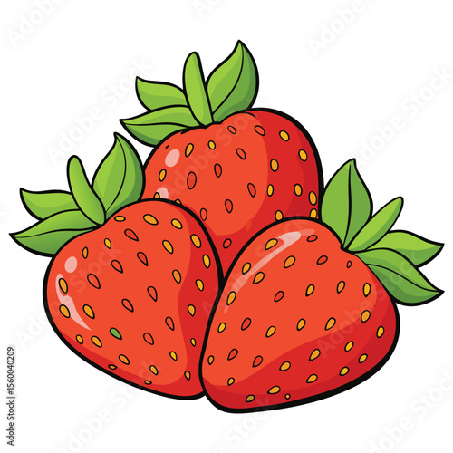 A handful of fresh, juicy strawberries, ripe and sweet, isolated on a clean white background, a healthy snack.
