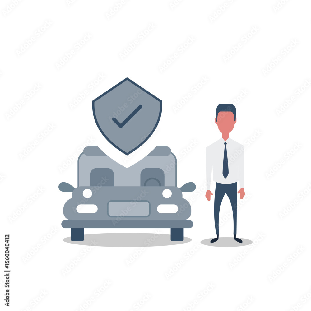 A Businessman Who Buys a Car and also Includes Insurance. Stock Illustration. Protects the car A Businessman Who Buys a Car and also Includes Insurance. Stock Illustration. Protects the car