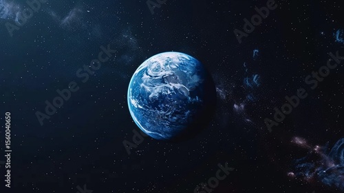 Cinematic shot of planet earth globe clouds and space background.