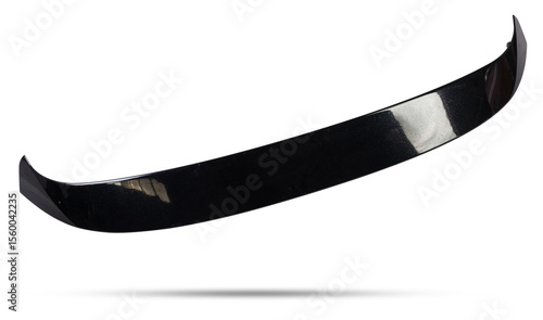 Quadro su tela Black plastic spoiler for installation on the trunk lid of a car for tuning on a white isolated background in a photo studio at auto-analysis