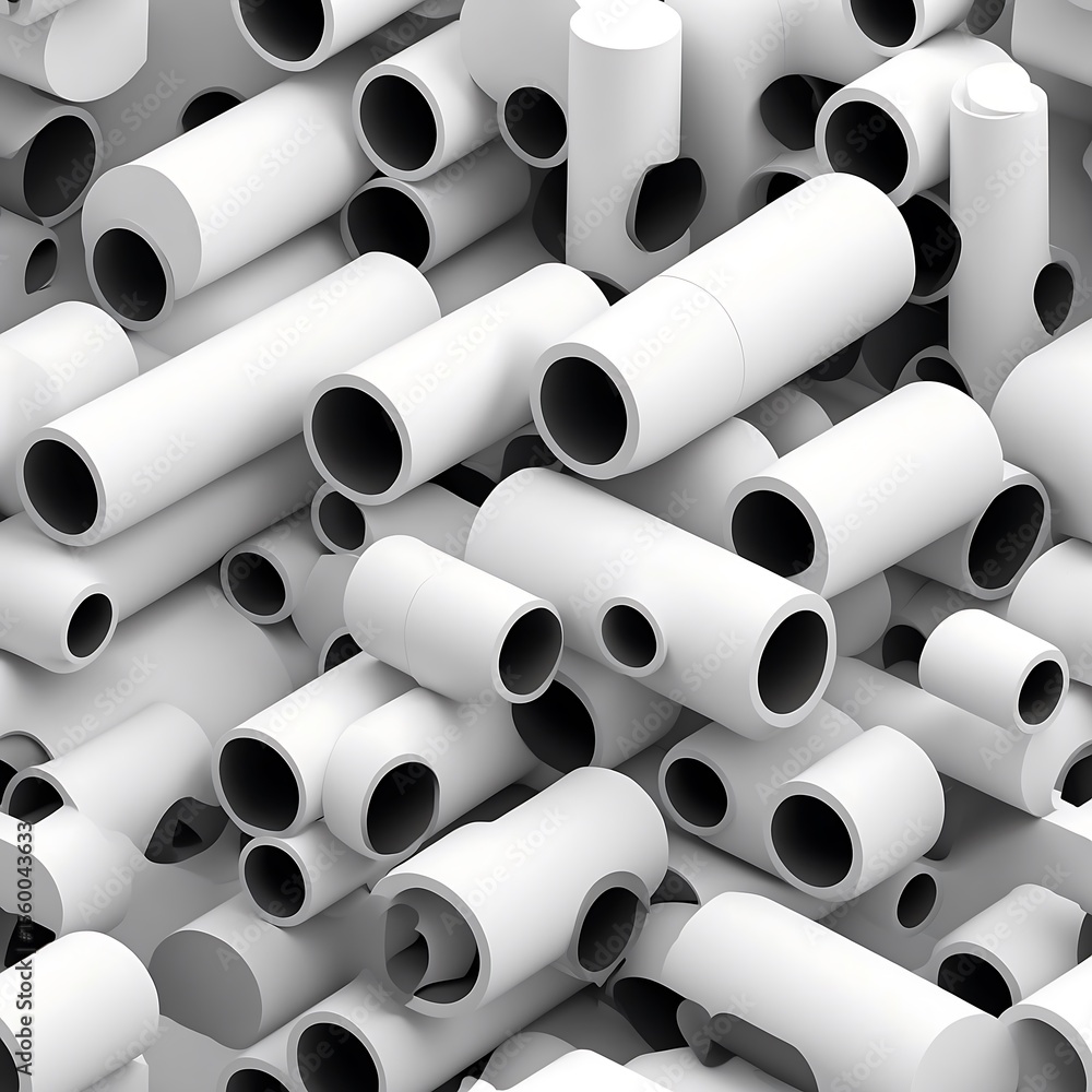 Fototapeta premium Abstract White Cylinders A 3D Render of Interlocking Tubes